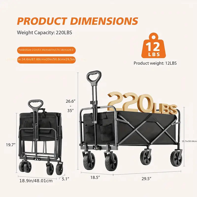 Collapsible Foldable Wagon Cart – Convenient Transport for All Your Needs!