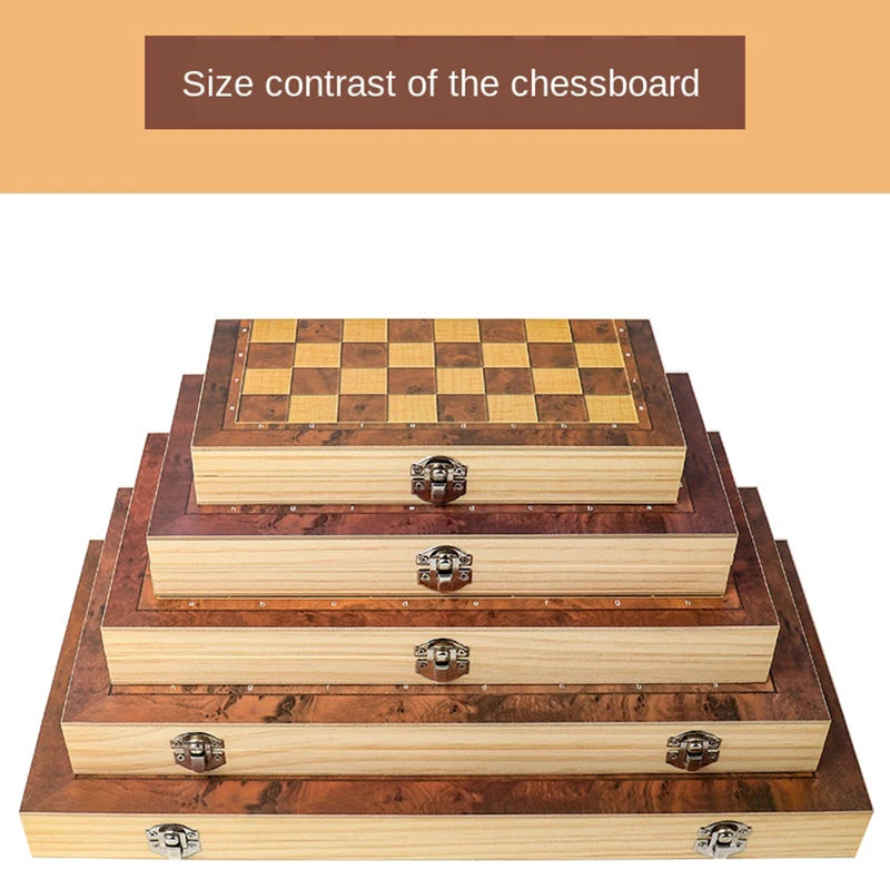 3-in-1 Wooden Chess Set – Classic Games, Timeless Fun!