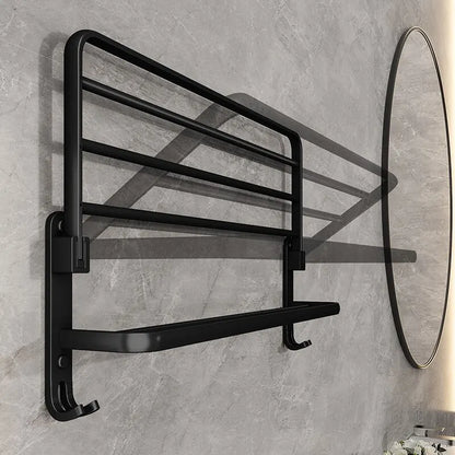 Matte Black 20-Inch Towel Holder with Hook – Stylish Bathroom Organization!