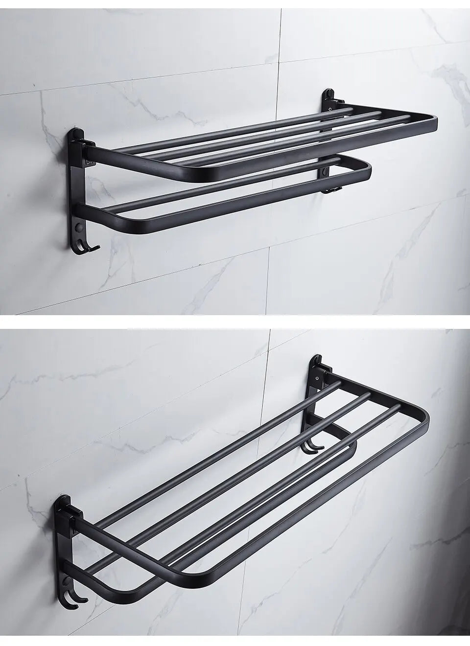 Matte Black 20-Inch Towel Holder with Hook – Stylish Bathroom Organization!