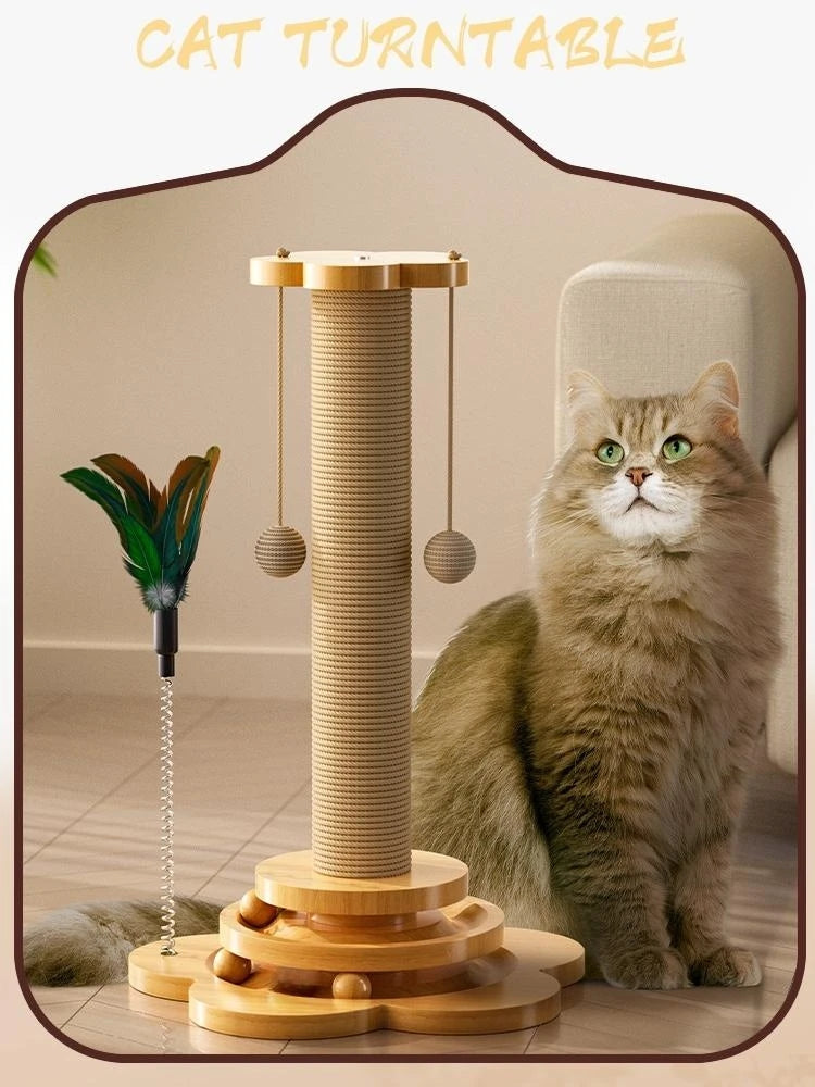 Solid Wood Cat Turntable Toy – Engaging Fun for Your Feline Friend!