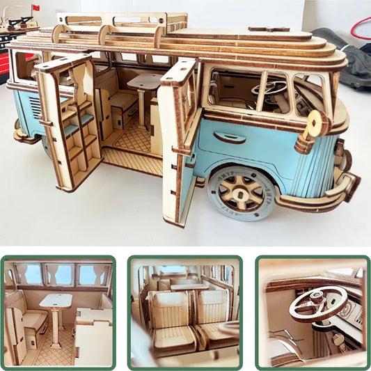 3D Wooden Vehicle and Building Model Puzzles – Craft, Build, and Display!