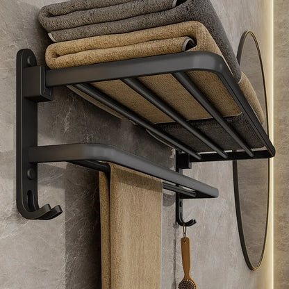 Matte Black 20-Inch Towel Holder with Hook – Stylish Bathroom Organization!