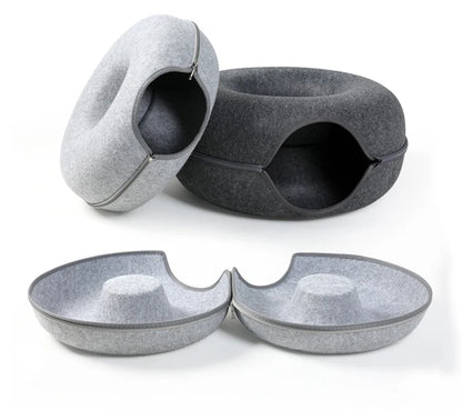 Interactive Donut Cat Bed and Tunnel – The Ultimate Cozy Retreat for Your Feline Friend!