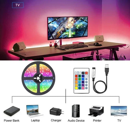 RGB LED Strip Light with Remote Control – Illuminate Your Space with Colorful Ambiance!