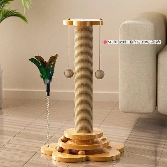 Solid Wood Cat Turntable Toy – Engaging Fun for Your Feline Friend!