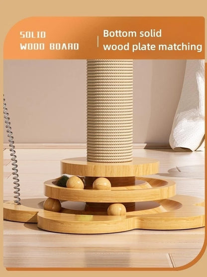 Solid Wood Cat Turntable Toy – Engaging Fun for Your Feline Friend!