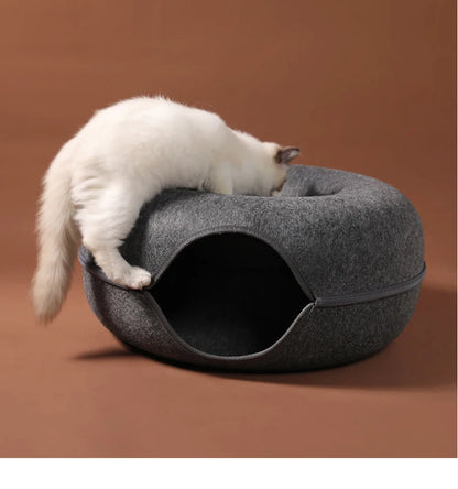 Interactive Donut Cat Bed and Tunnel – The Ultimate Cozy Retreat for Your Feline Friend!