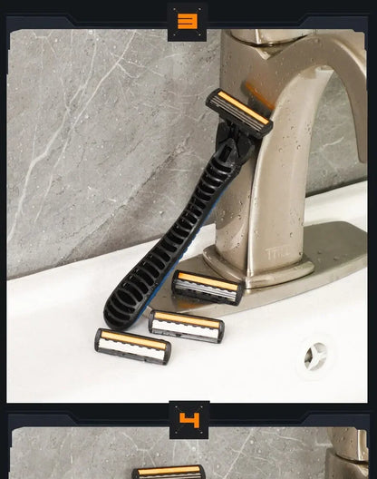 3-Layer Reusable Men's Razor – A Smooth, Close Shave Every Time!