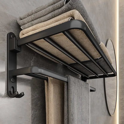 Matte Black 20-Inch Towel Holder with Hook – Stylish Bathroom Organization!