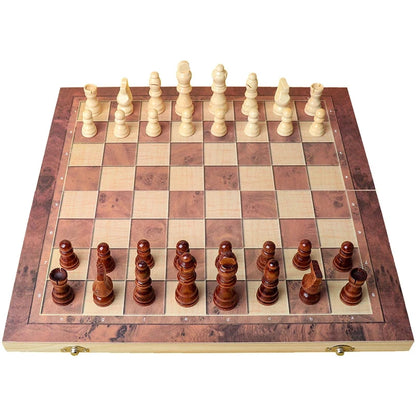 3-in-1 Wooden Chess Set – Classic Games, Timeless Fun!