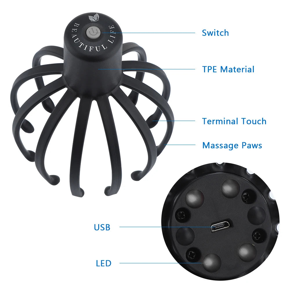 Electric Head Massager with 12 Massage Claws – Unwind and Revitalize Your Mind!