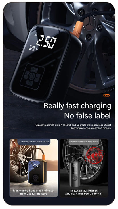 Wireless Car Air Compressor – Compact, Powerful, and Ready for Any Adventure!