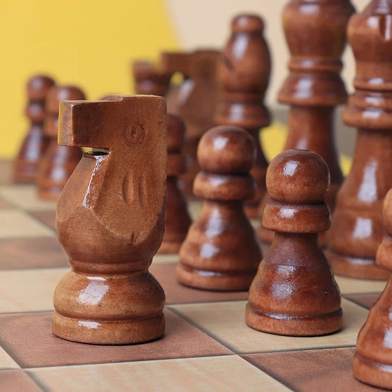 3-in-1 Wooden Chess Set – Classic Games, Timeless Fun!