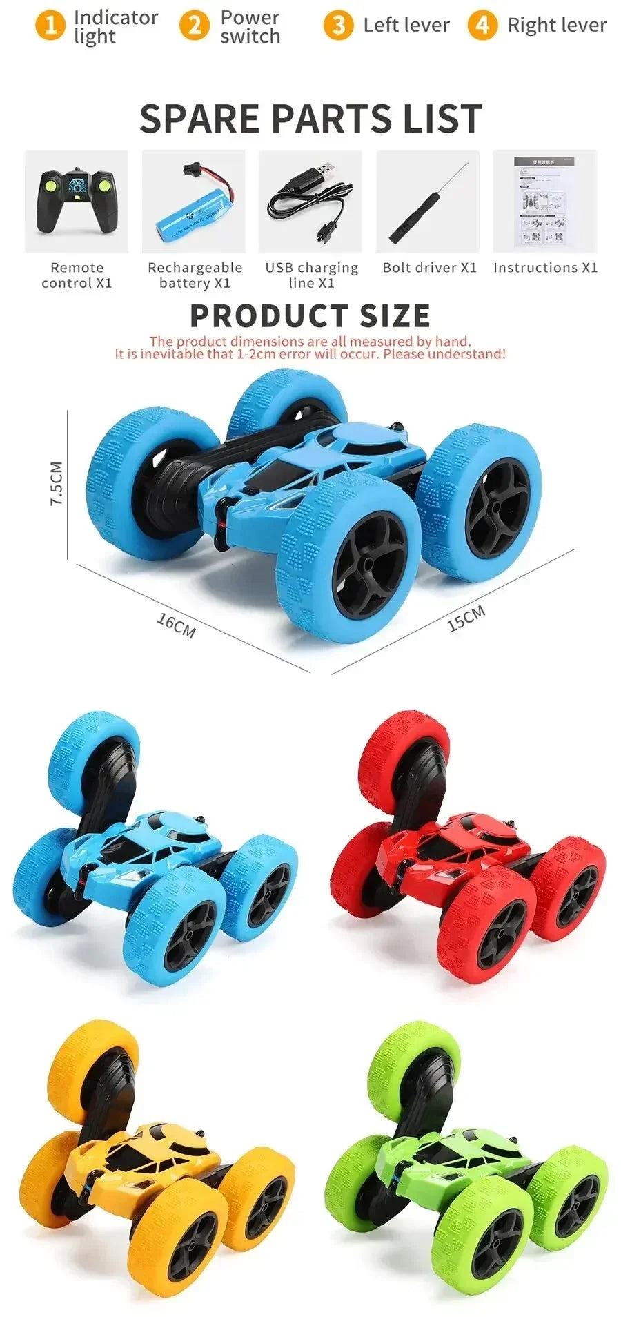 Double-Sided RC Stunt Car – Unleash Thrilling Action and Adventure!