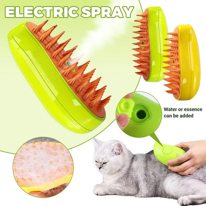 3-in-1 Cat Steam Brush – Groom, Clean, and Pamper Your Feline Friend!