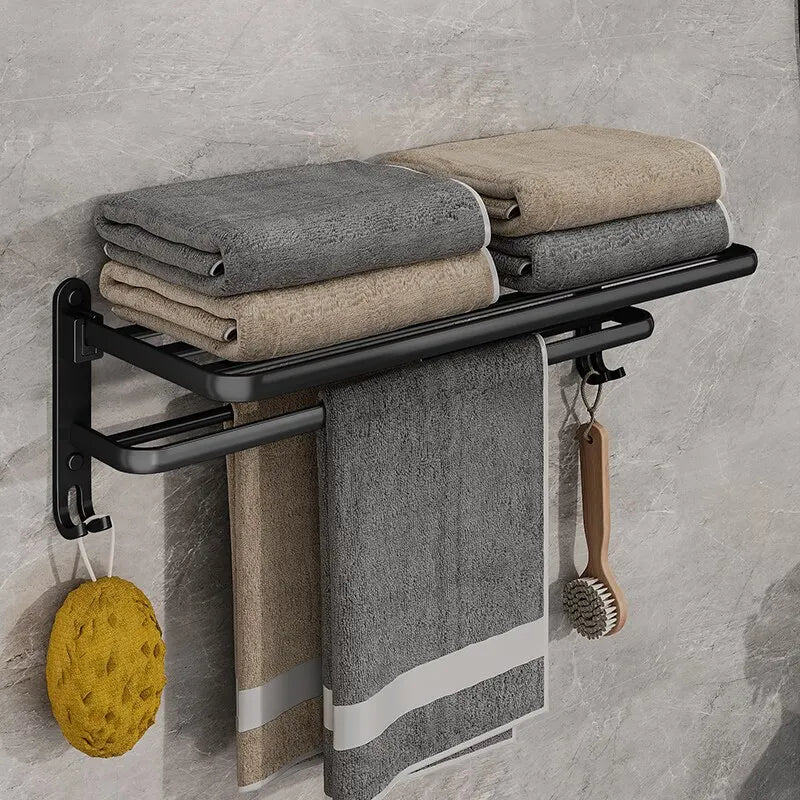 Matte Black 20-Inch Towel Holder with Hook – Stylish Bathroom Organization!