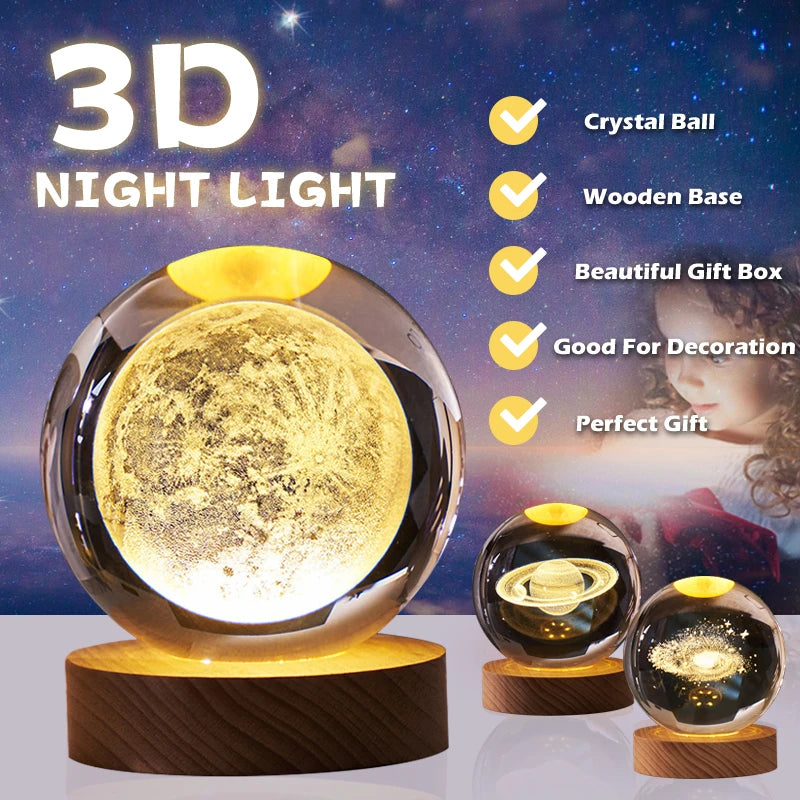 LED Crystal Ball Night Light – Illuminate Your Space with Magic!