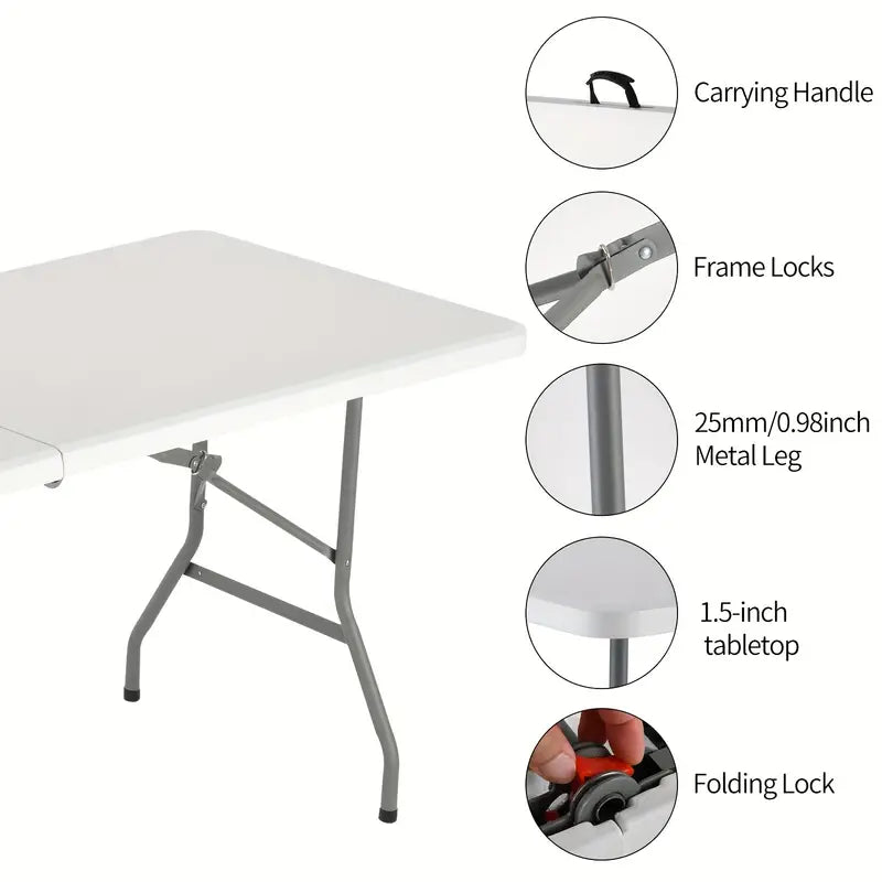 6 Ft Folding Table - Convenient, Durable, and Versatile!